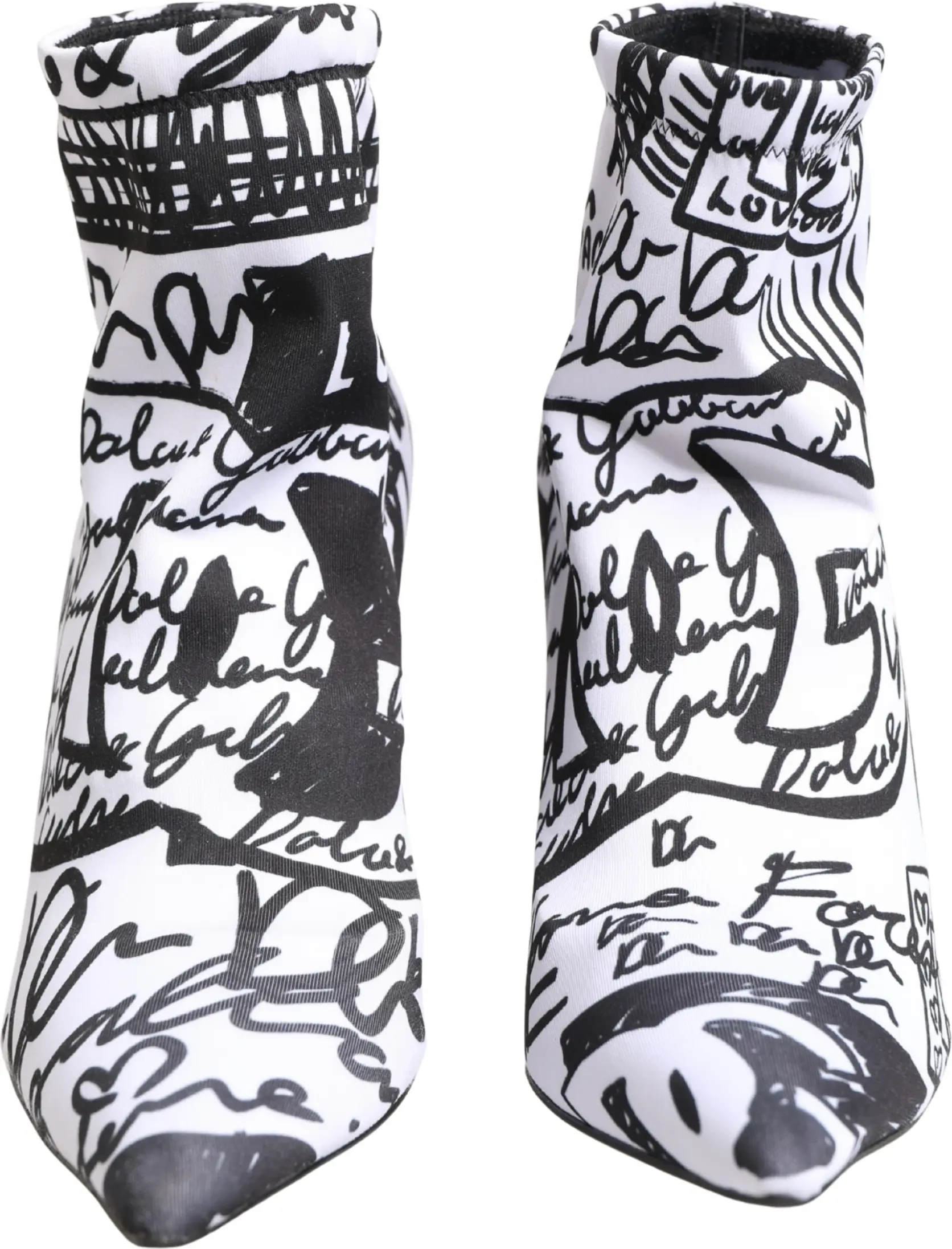 Ботильоны White Graffiti Stretch от Dolce & Gabbana