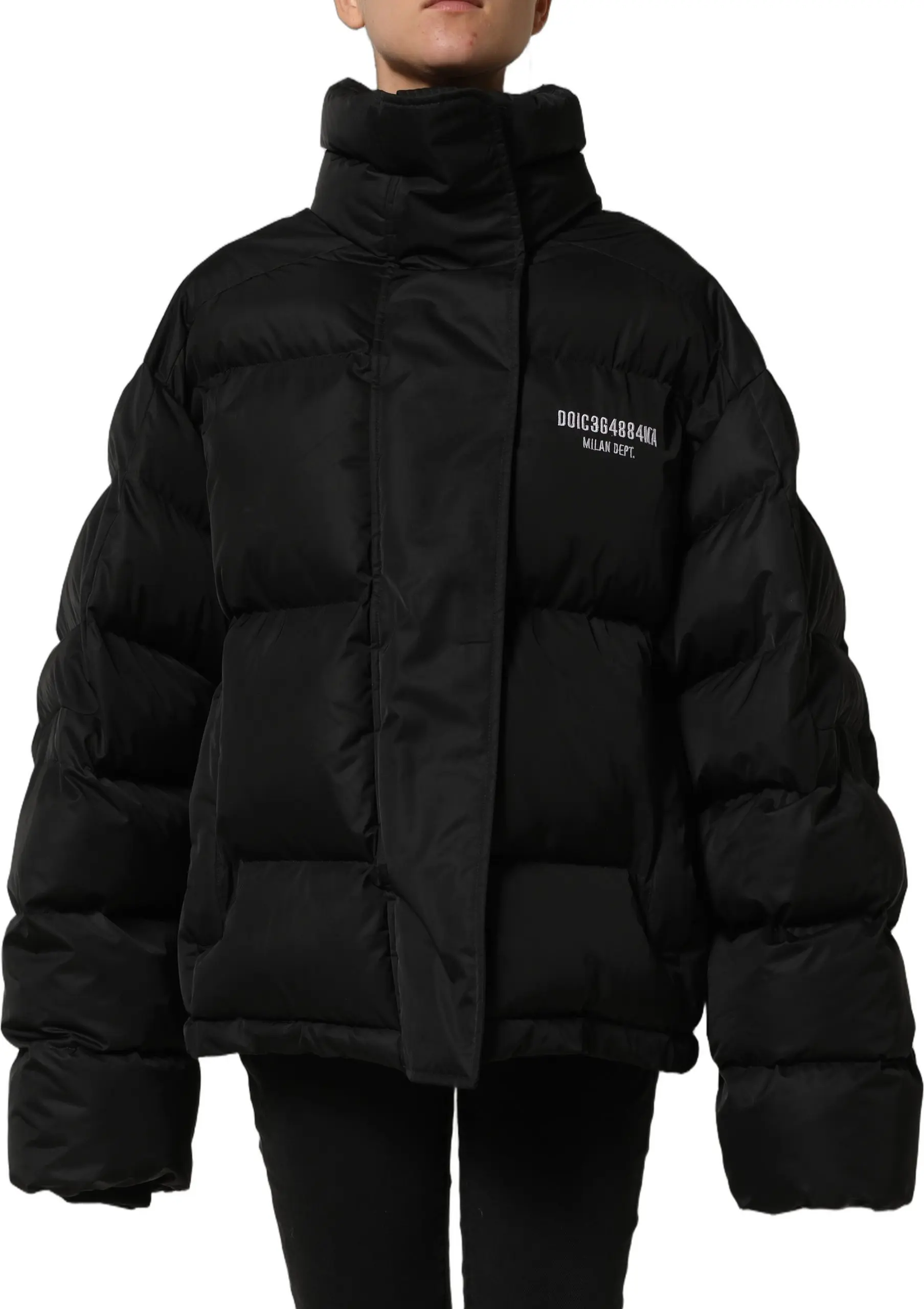 Puffer Jacket Dolce & Gabbana Black DGVIB3 Broderi