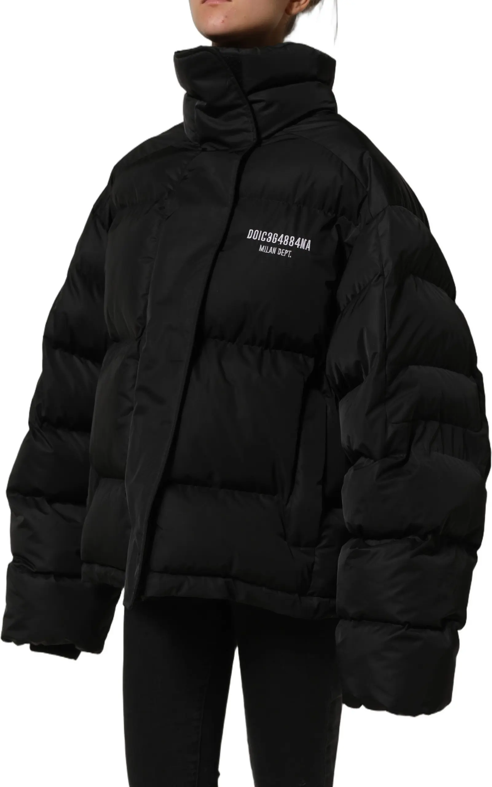 Puffer Jacket Dolce & Gabbana Black DGVIB3 Broderi
