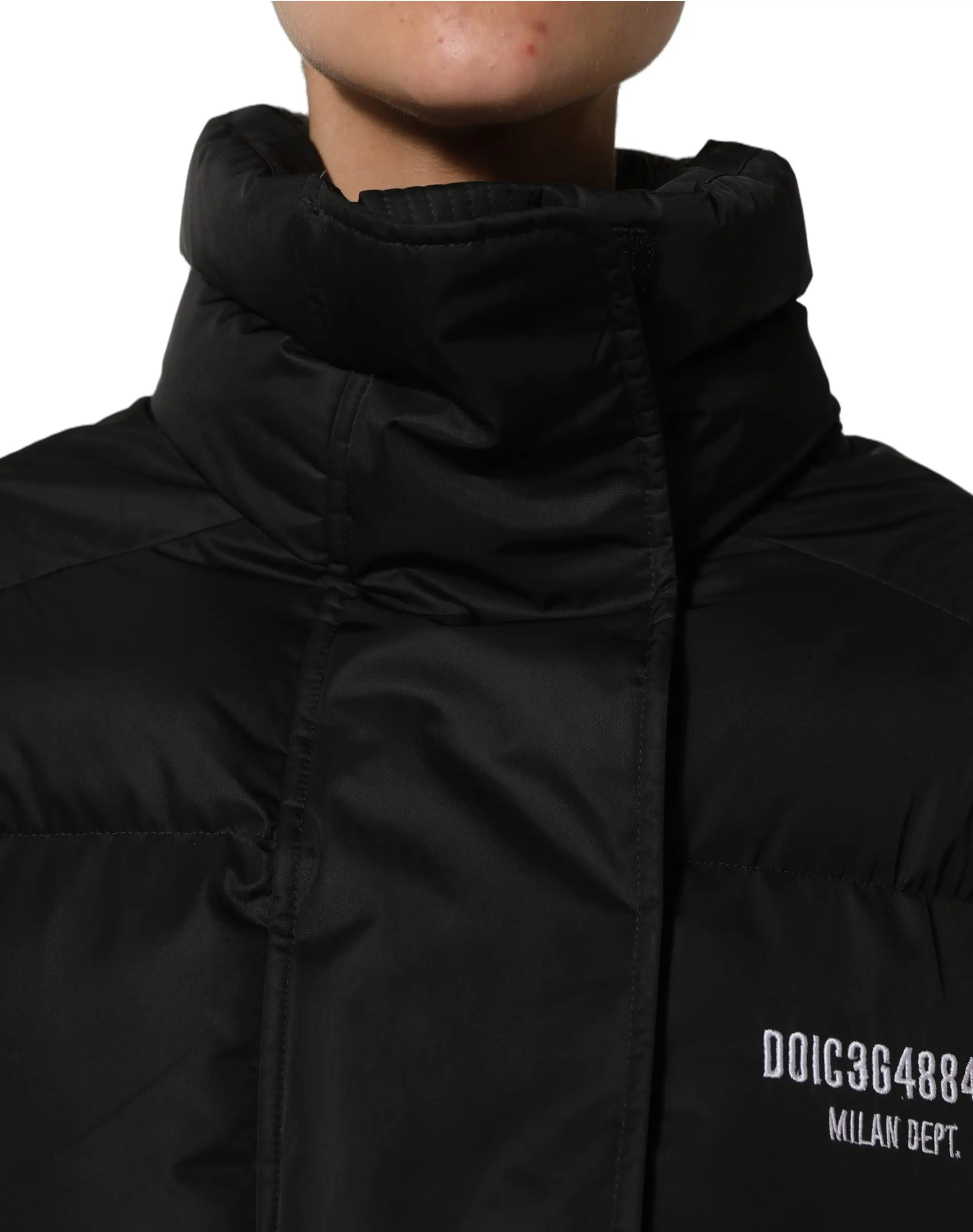 Puffer Jacket Dolce & Gabbana Black DGVIB3 Broderi