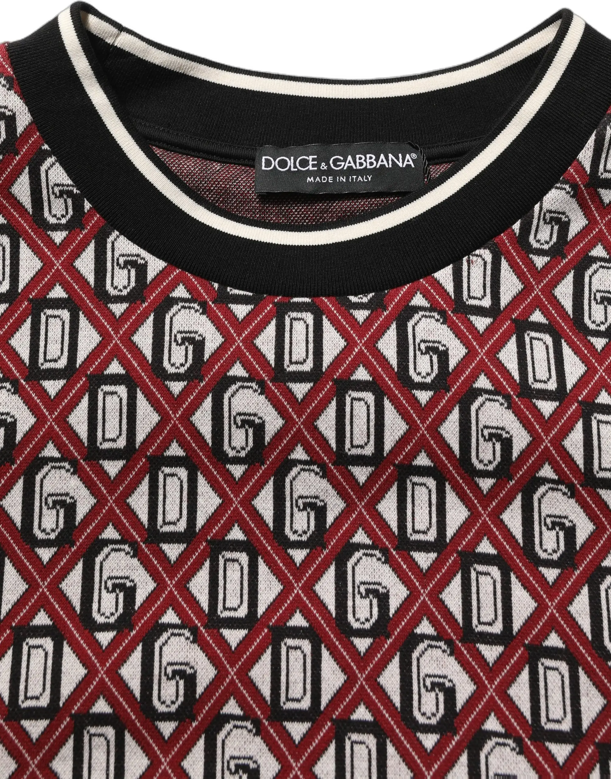Dolce & Gabbana Qizil Logotipli Paxta Jakard Sweatsirt sviter