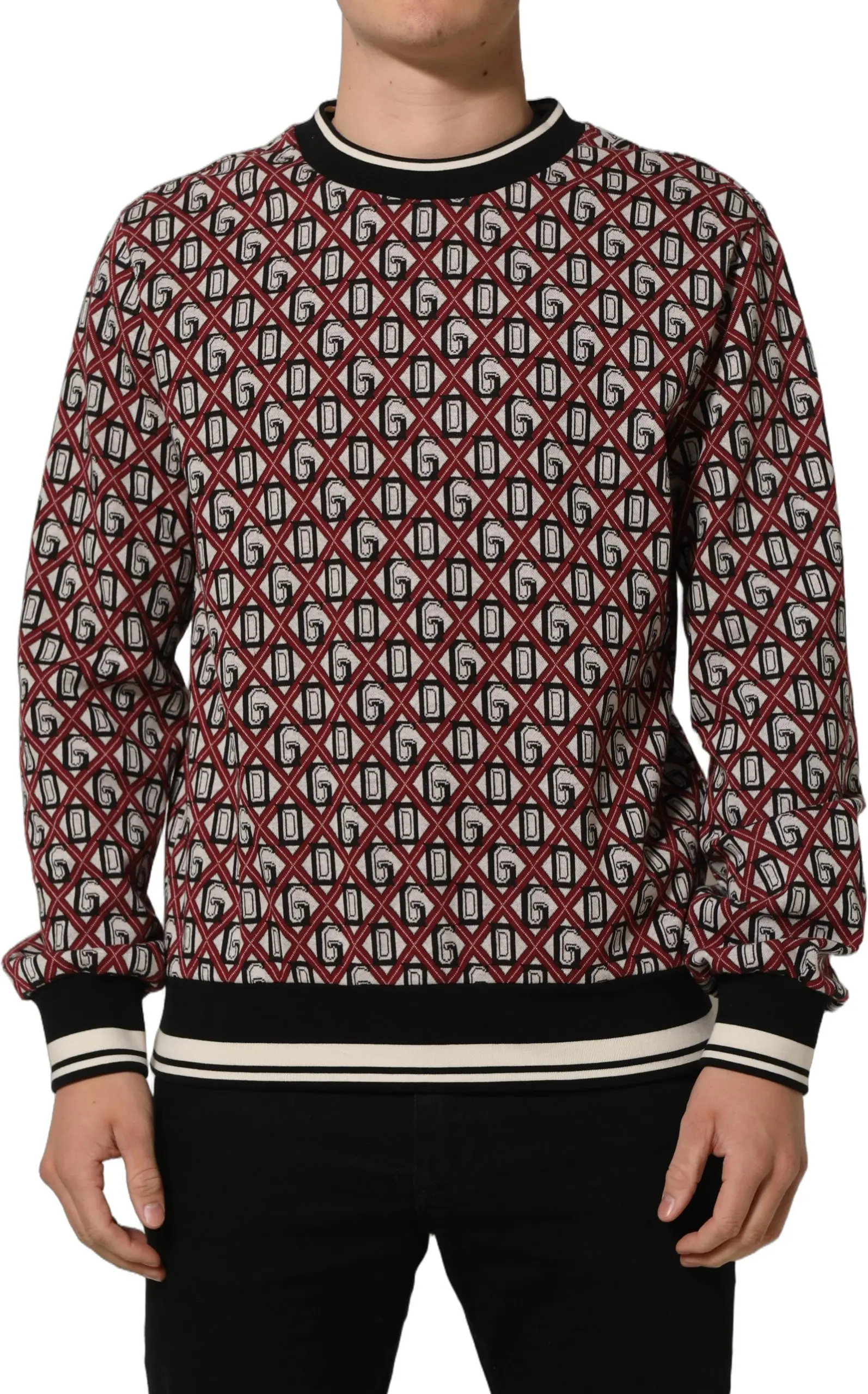 Dolce & Gabbana Qizil Logotipli Paxta Jakard Sweatsirt sviter