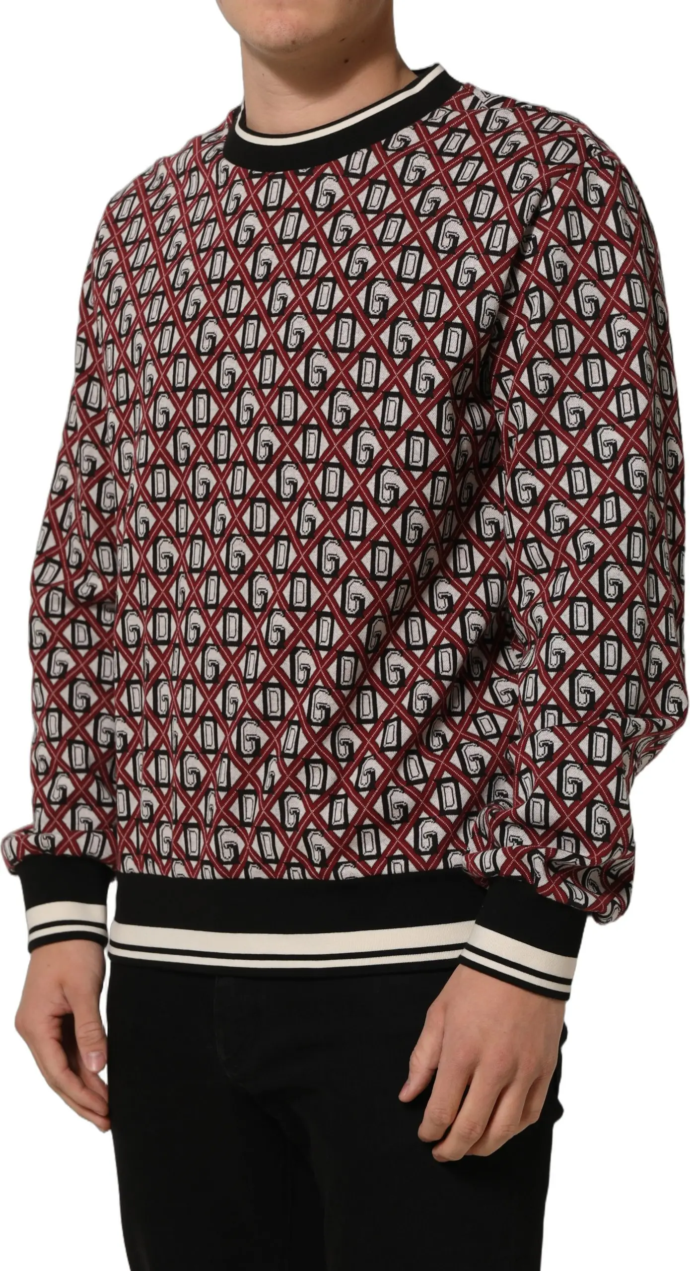 Dolce & Gabbana Qizil Logotipli Paxta Jakard Sweatsirt sviter