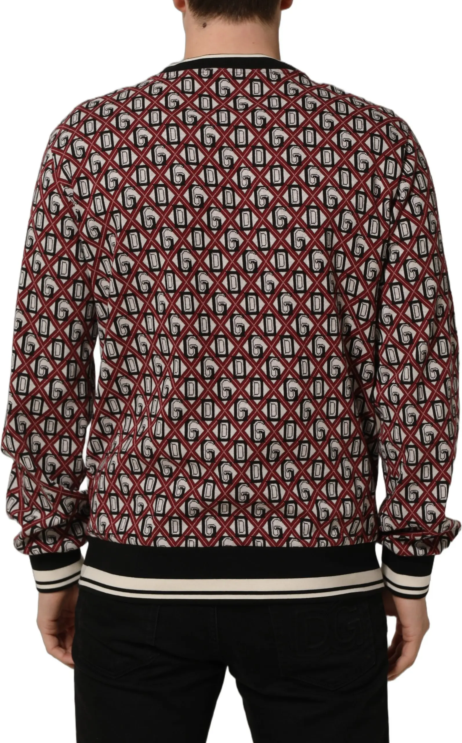 Dolce & Gabbana Qizil Logotipli Paxta Jakard Sweatsirt sviter