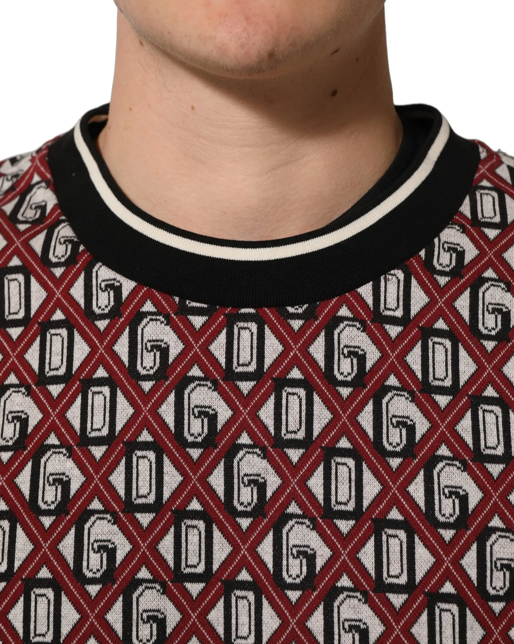 Dolce & Gabbana Qizil Logotipli Paxta Jakard Sweatsirt sviter