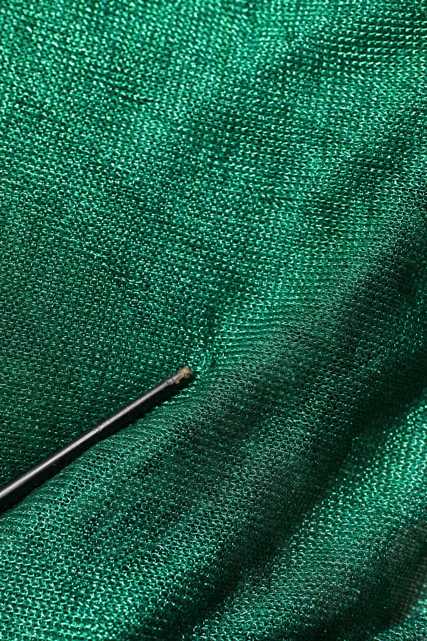 Gown Dress Metallic Green Sleeveless Plissé Dolce & Gabbana