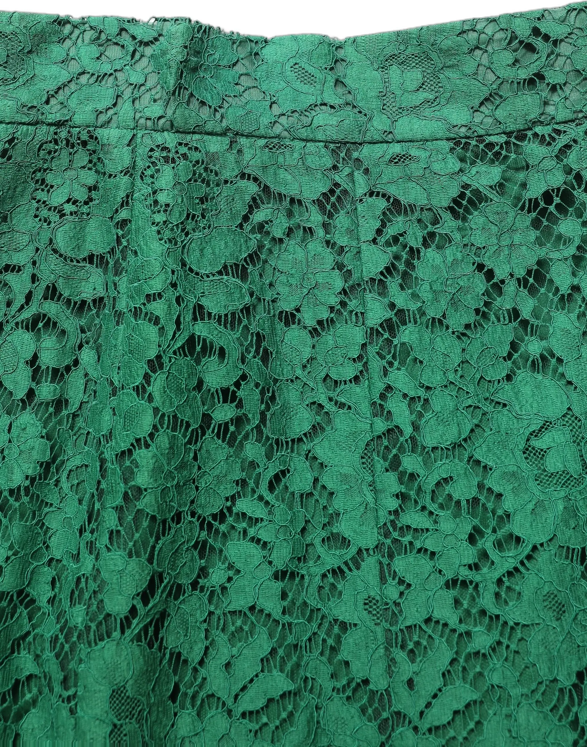 Skirt Dolce & Gabbana Green Lace High Waist Mermaid Midi