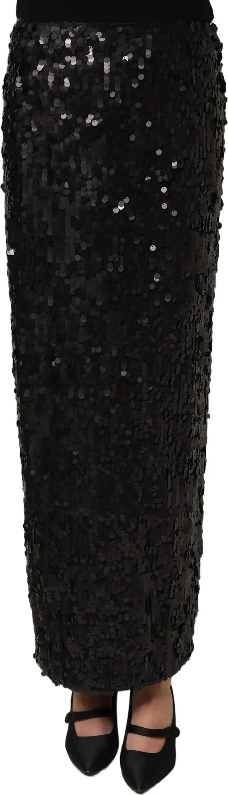 Pencil Midi Skirt Dolce & Gabbana Black Sequin High Waist