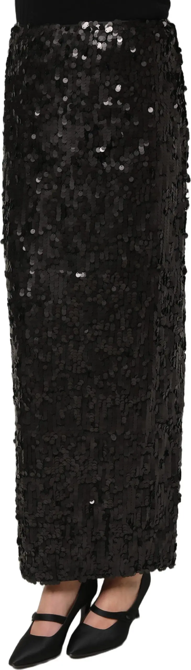 Pencil Midi Skirt Dolce & Gabbana Black Sequin High Waist