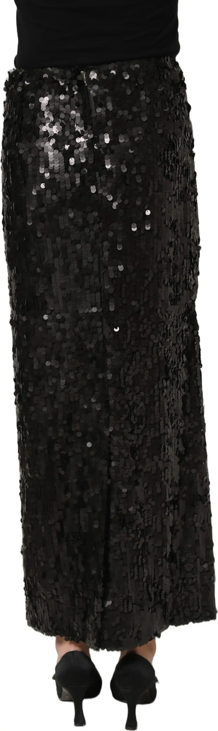 Pencil Midi Skirt Dolce & Gabbana Black Sequin High Waist
