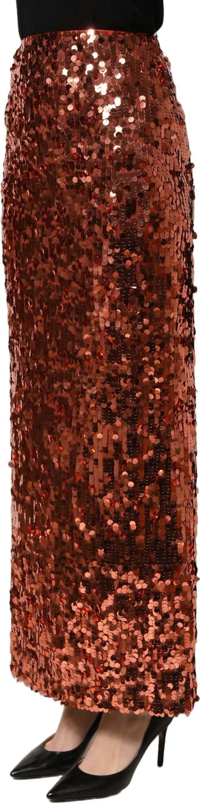 Skirt Dolce & Gabbana Bronze Sequin HighWaist PencilCut Midi