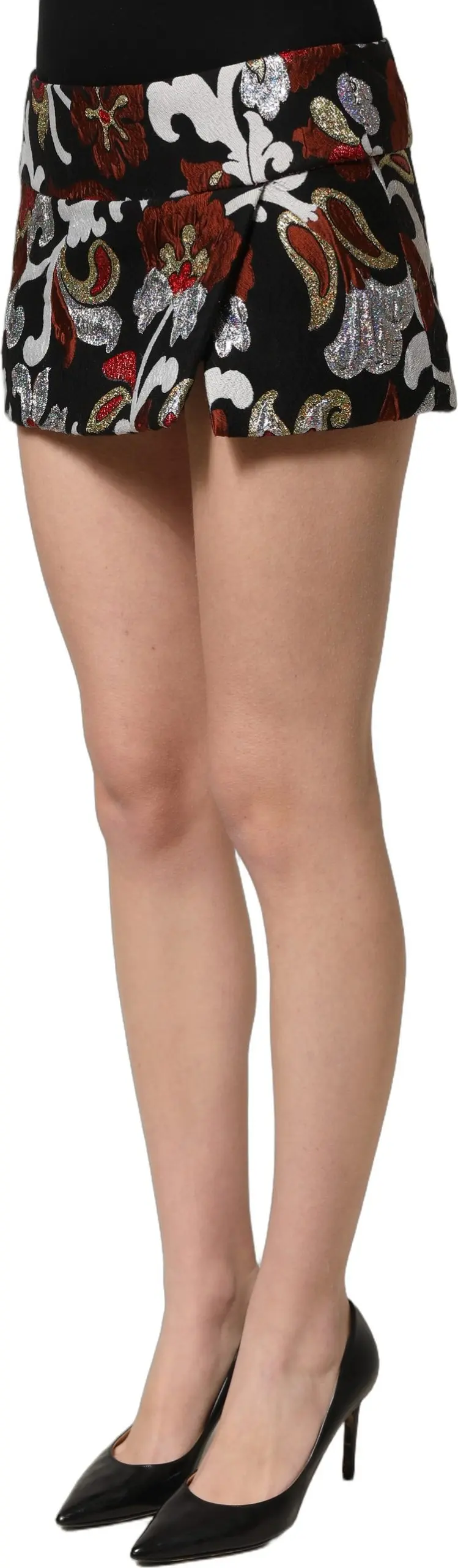 Mini Skirt Dolce & Gabbana Black Floral Jacquard