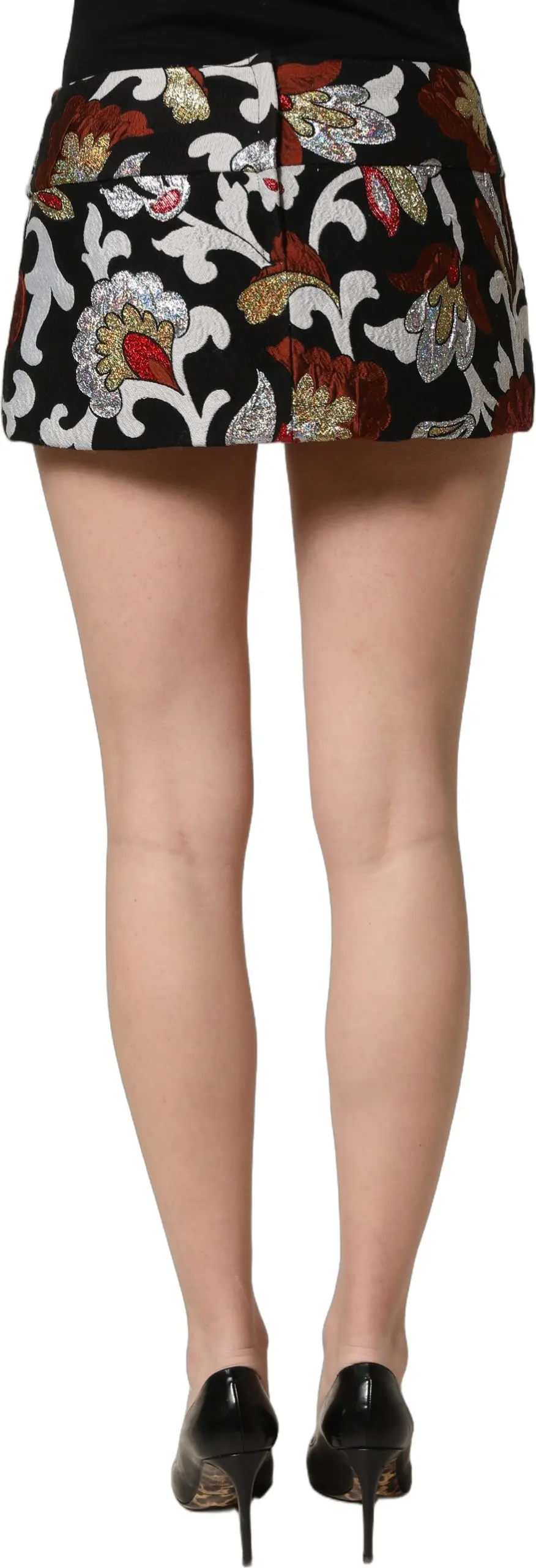 Mini Skirt Dolce & Gabbana Black Floral Jacquard