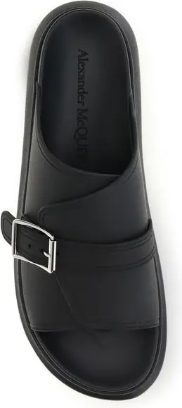 Sandals Alexander McQueen Black Calf Leather Bos Taurus Platform Sandals