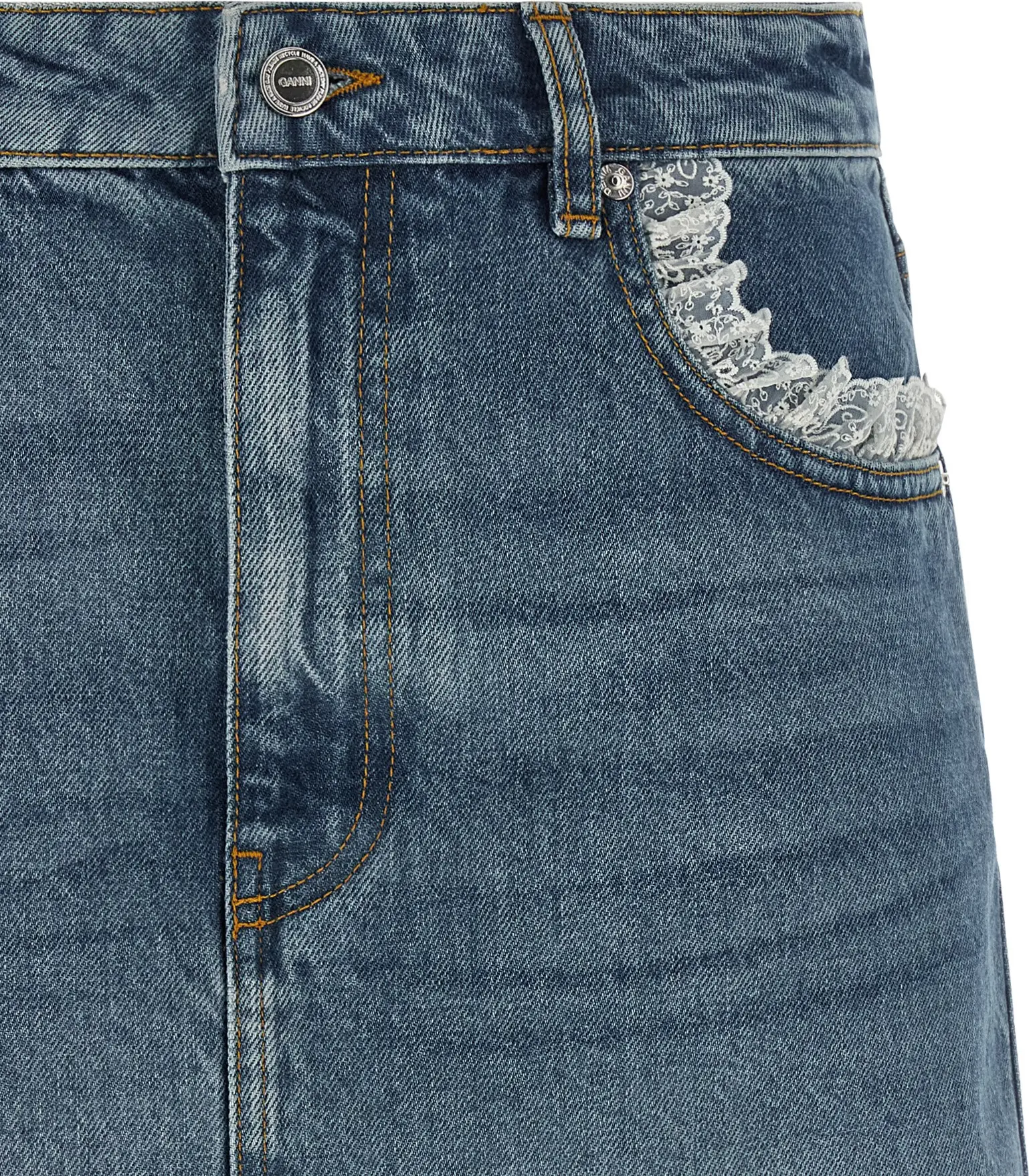 Blue Cotton Long Skirt GANNI