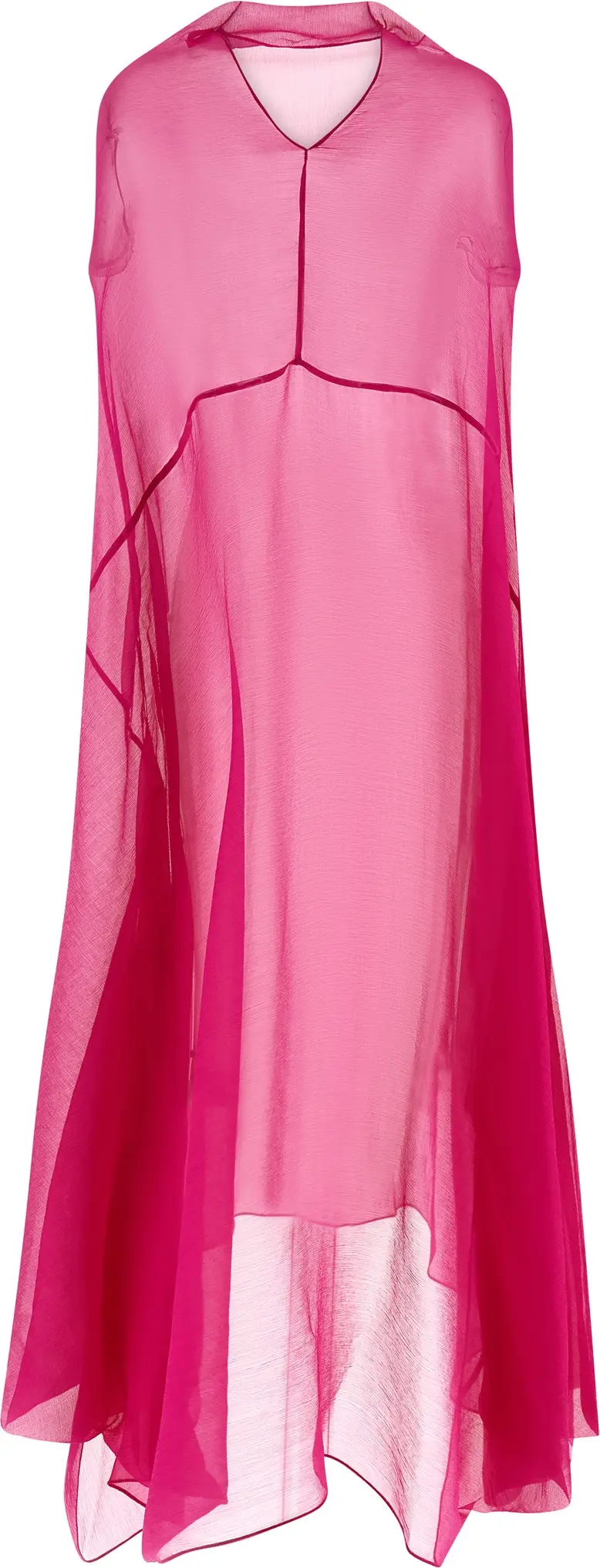 Midi Dress Dries Van Noten Fuchsia Silk