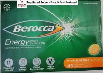 Energy Vitamin C B1 B2 B3 B5 B12 & Magnesium 45 Tablets Berocca