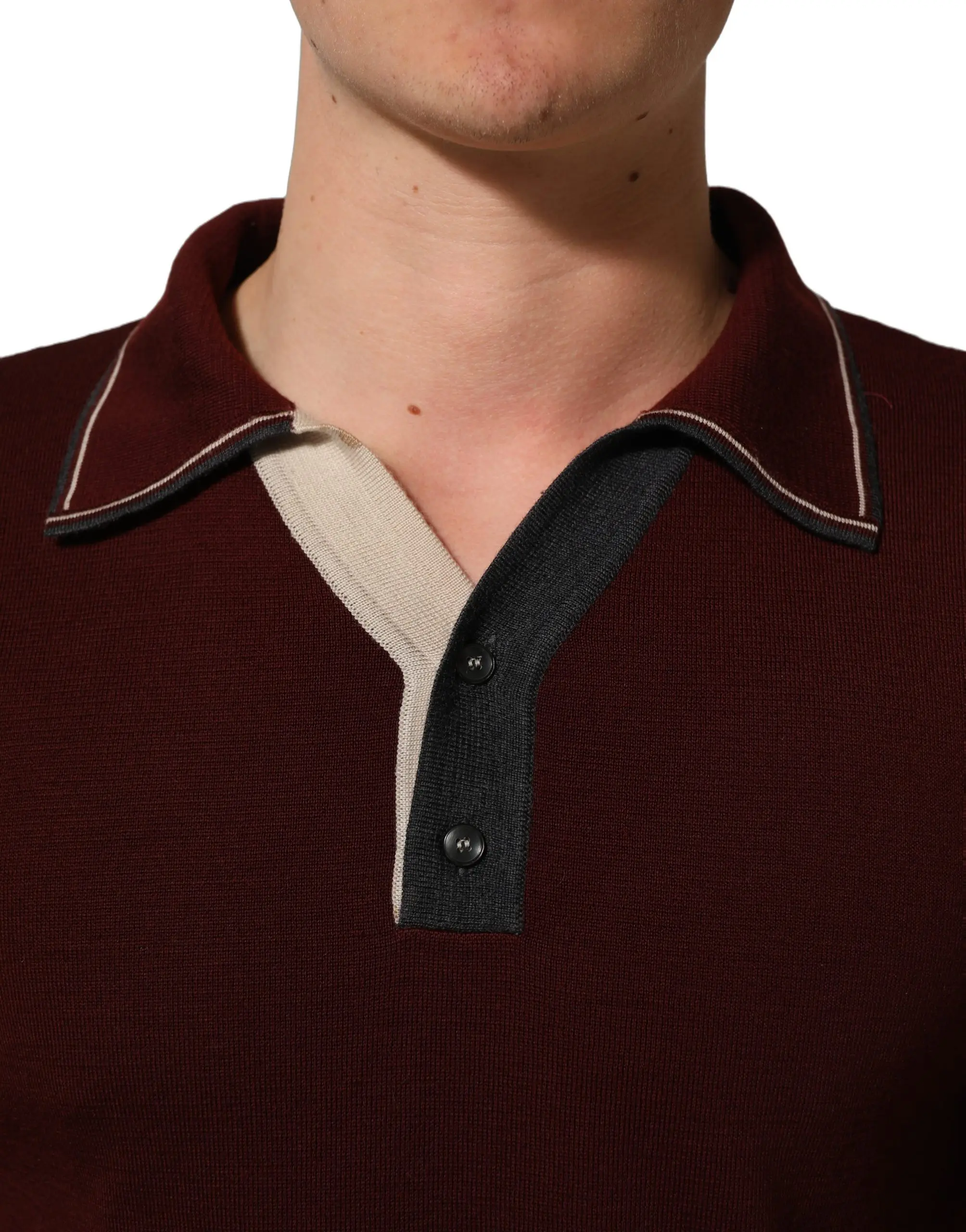 Wool Knit Henley Pullover Sweater Dolce & Gabbana