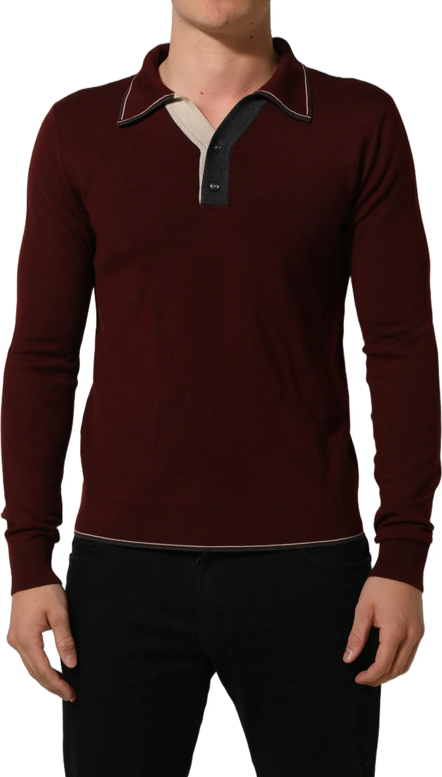 Wool Knit Henley Pullover Sweater Dolce & Gabbana