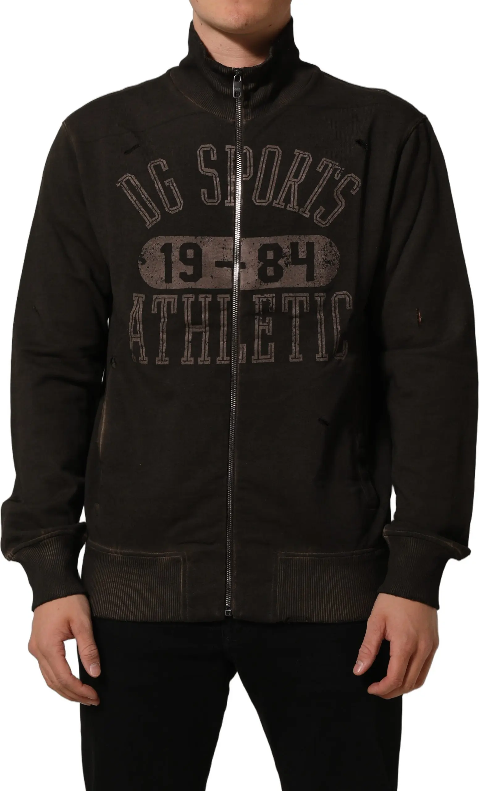 Sweatshirt Brown Logo Print Full Zip Sweatshirt Sweater Dolce & Gabbana