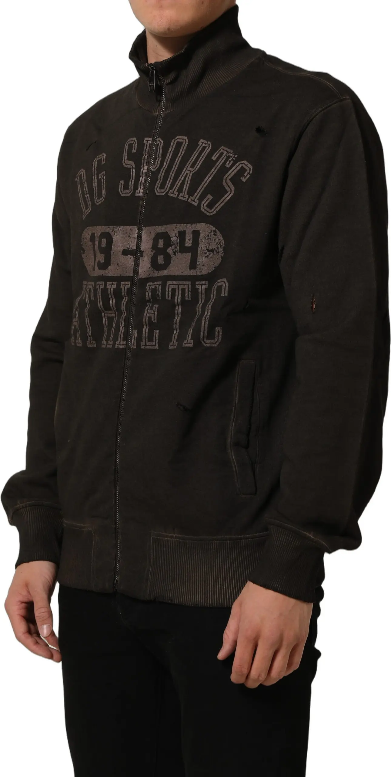 Sweatshirt Brown Logo Print Full Zip Sweatshirt Sweater Dolce & Gabbana