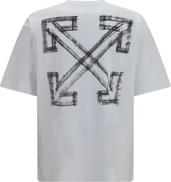Off-White oq paxtali sport futbolkasi