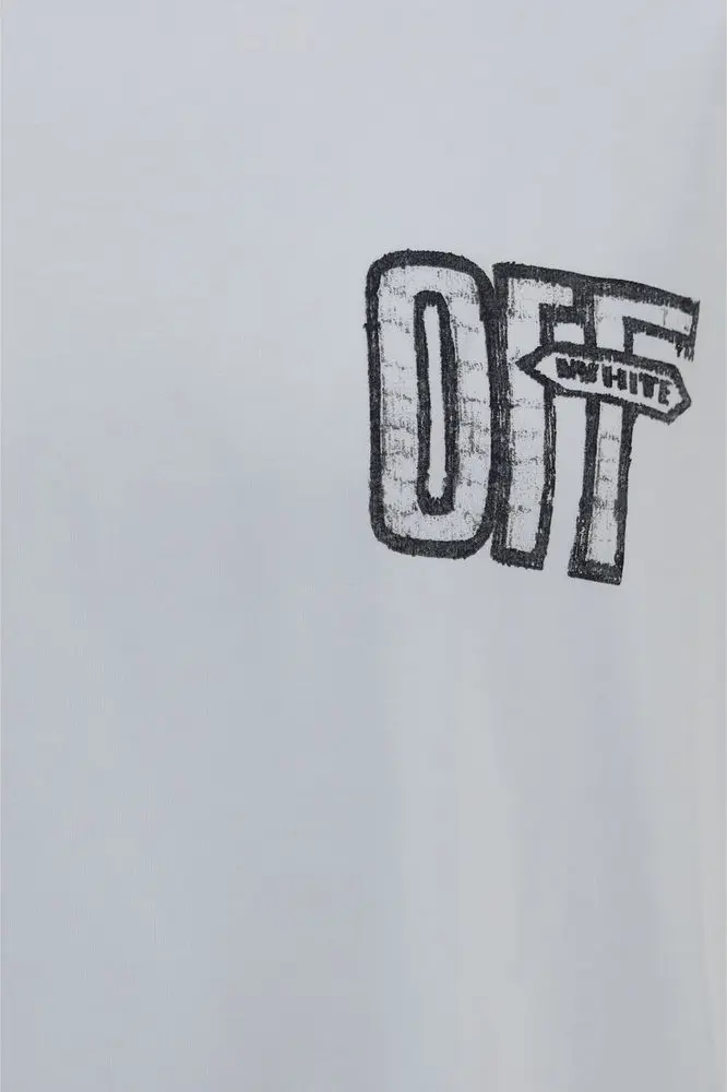 Off-White oq paxtali sport futbolkasi