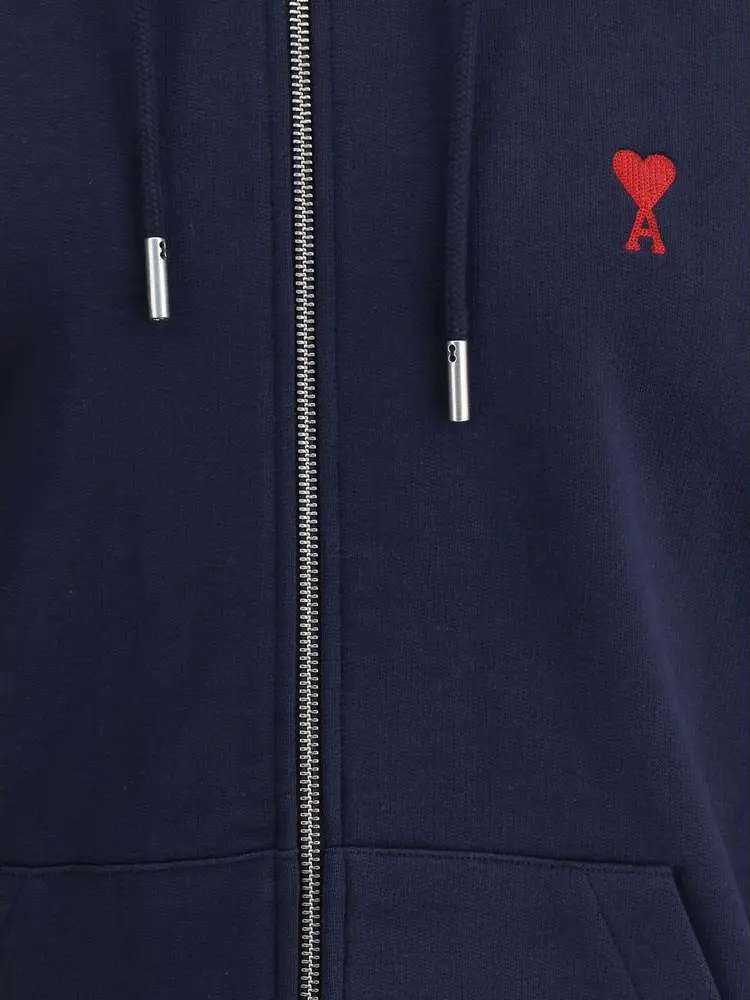 Blue Cotton Sweatshirt AMI Paris