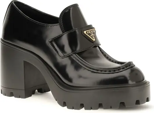 Loafers Prada Black Calf Leather Bos Taurus Platform