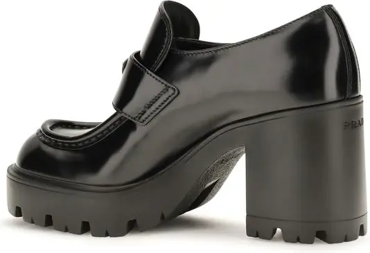 Loafers Prada Black Calf Leather Bos Taurus Platform