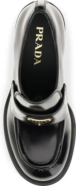 Loafers Prada Black Calf Leather Bos Taurus Platform