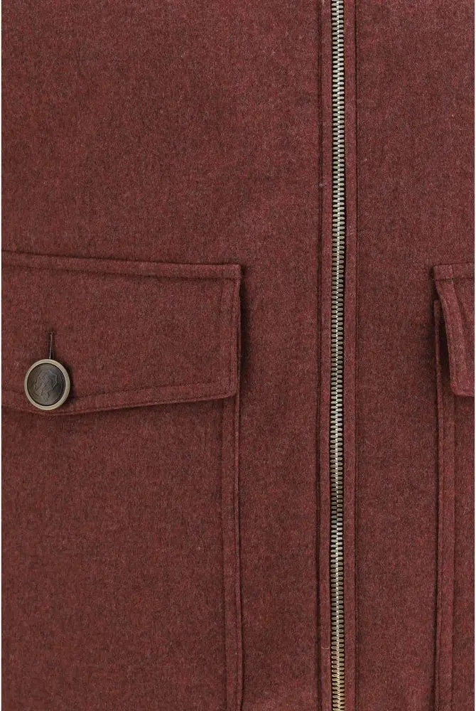 Sleeveless Jacket Brunello Cucinelli Bordeaux Wool Oves Aries