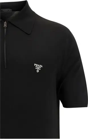 Polo Shirt Prada Black Wool Oves Aries