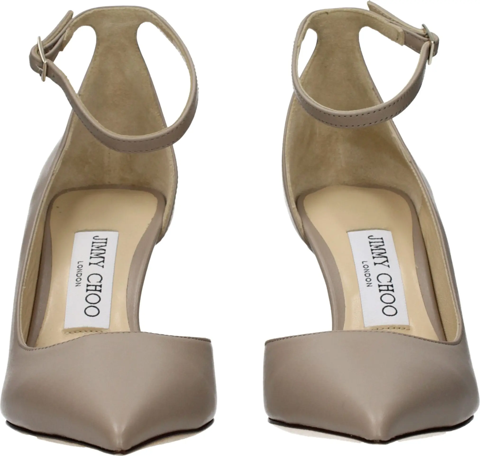 Босоножки Jimmy Choo Серые кожаные на высоком каблуке