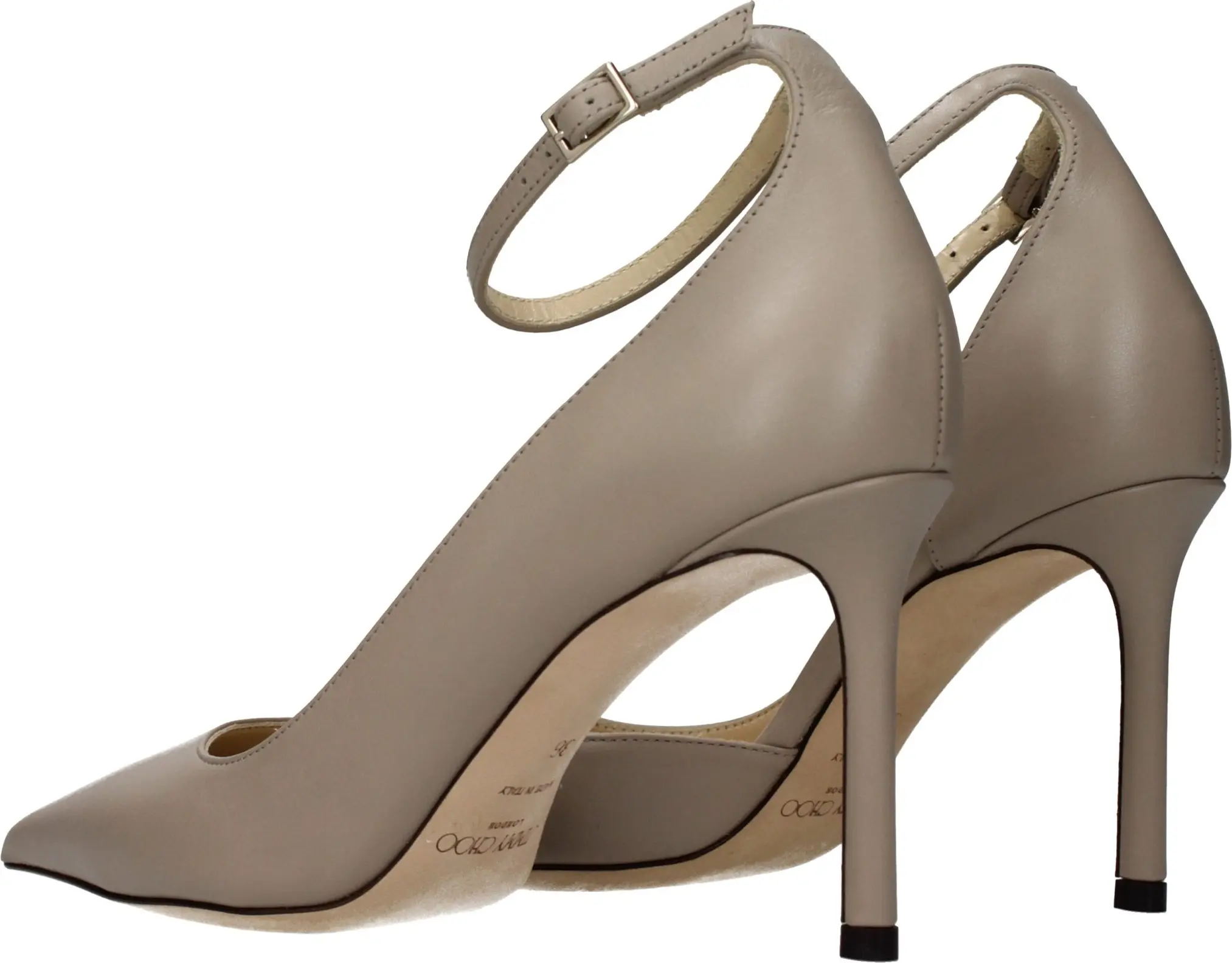 Босоножки Jimmy Choo Серые кожаные на высоком каблуке