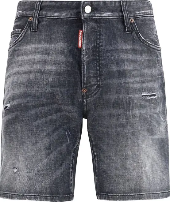 Black Cotton Bermuda Shorts Dsquared2