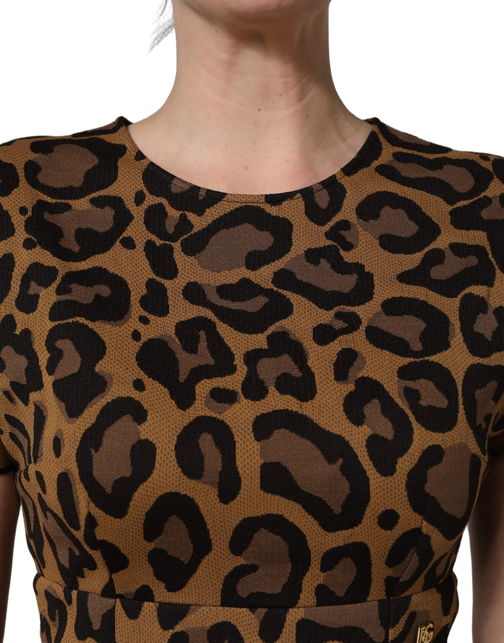 Dolce & Gabbana jigarrang leopard naqshli jakkard ko'ylak