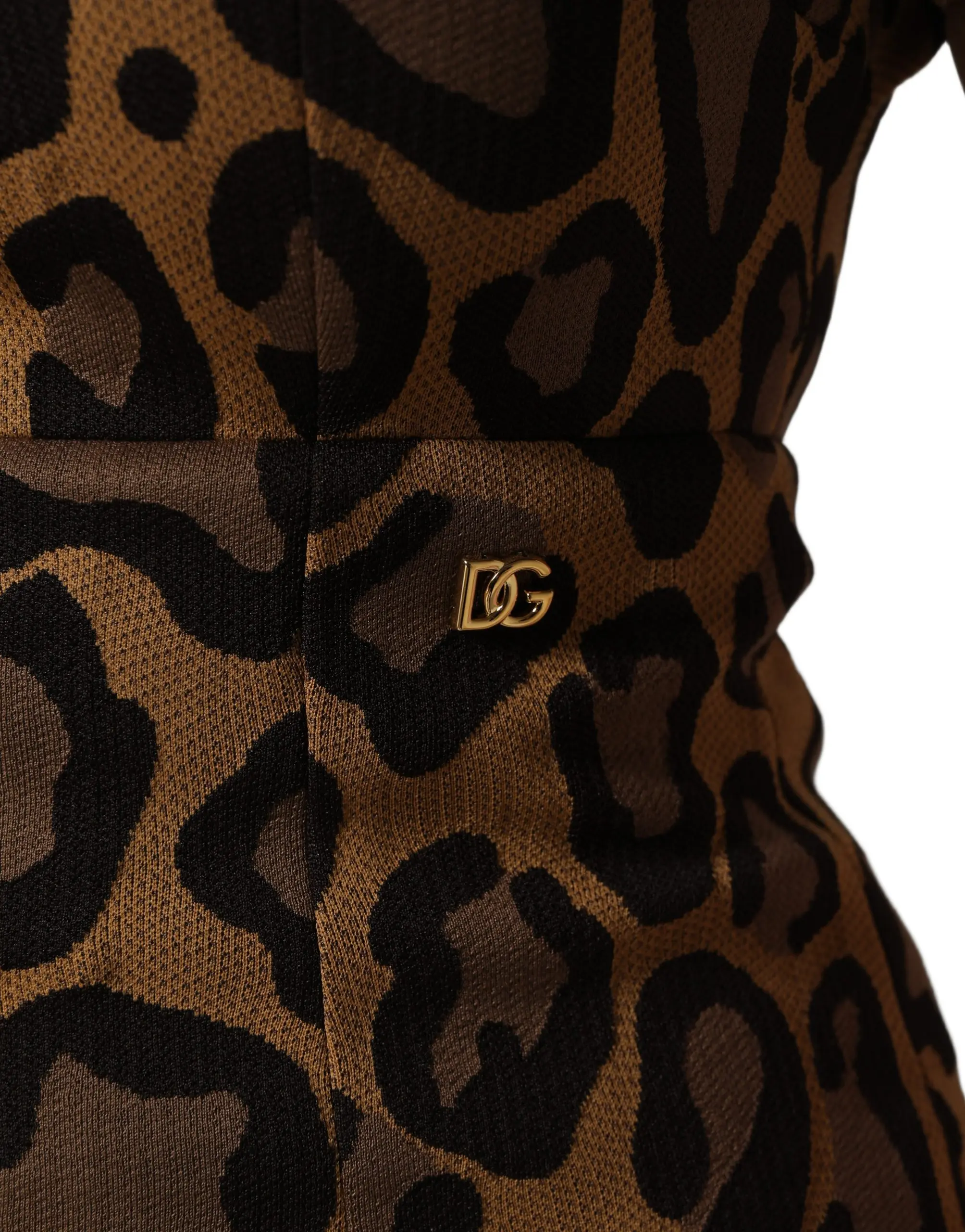 Dolce & Gabbana jigarrang leopard naqshli jakkard ko'ylak