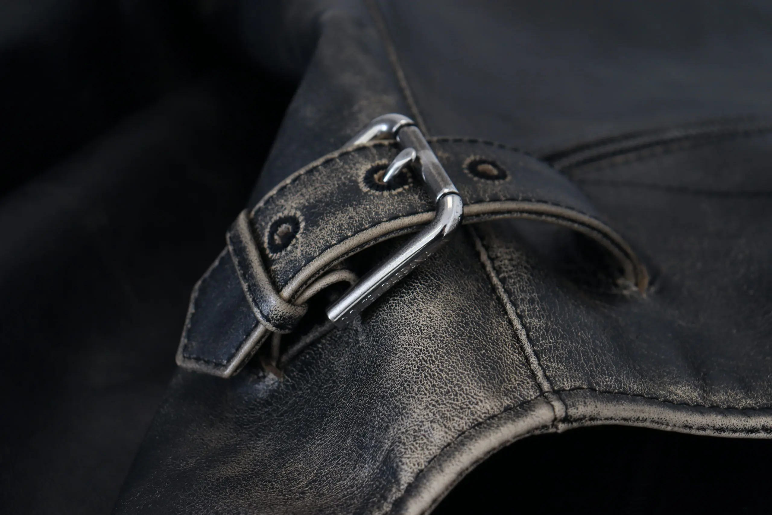 Black Leather Zipper Biker Coat Jacket Dolce & Gabbana