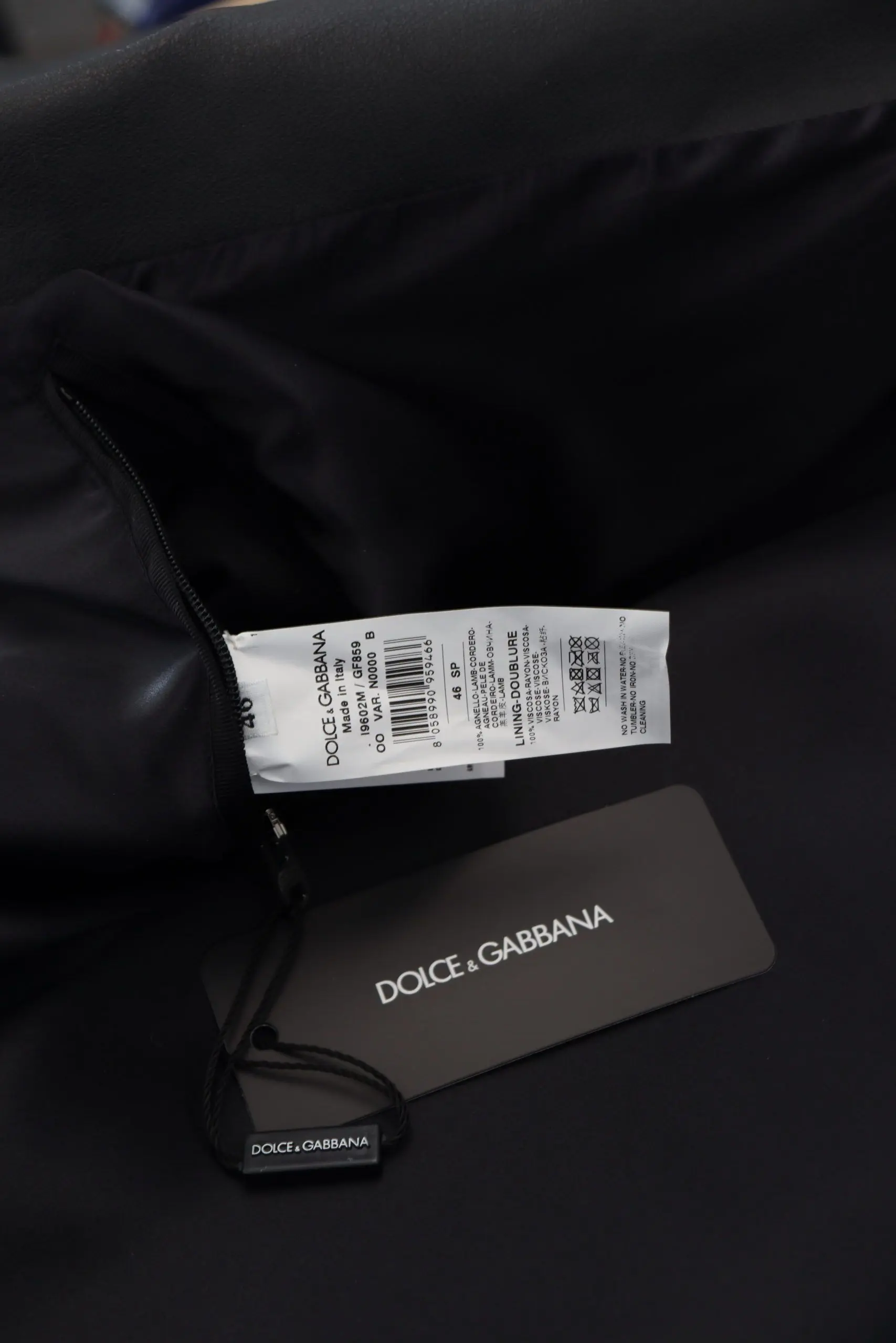 Куртка Dolce & Gabbana Черная кожаная мотоциклетная куртка на молнии
