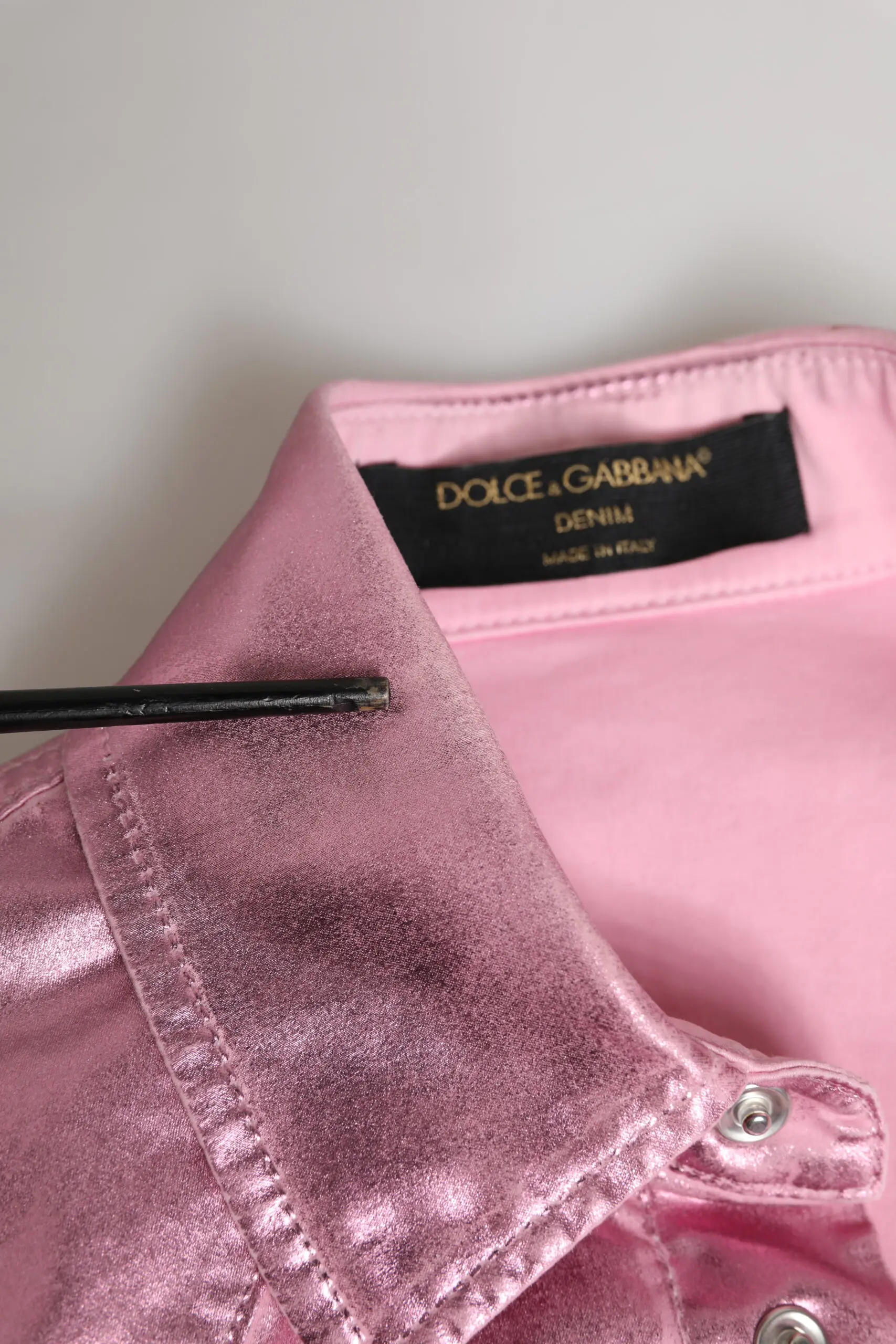 Pink Cotton Stretch Collared Cropped Jacket