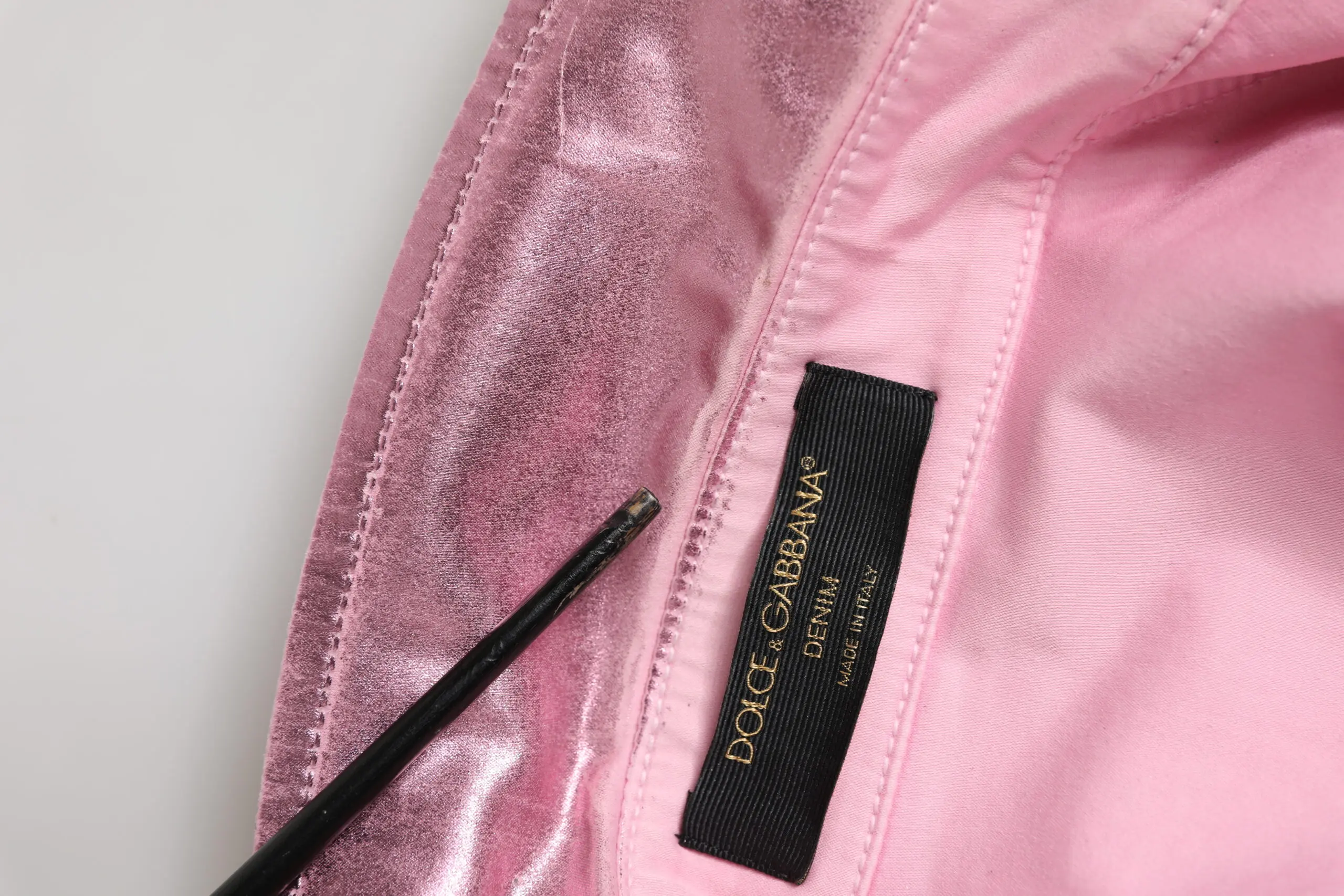 Pink Cotton Stretch Collared Cropped Jacket