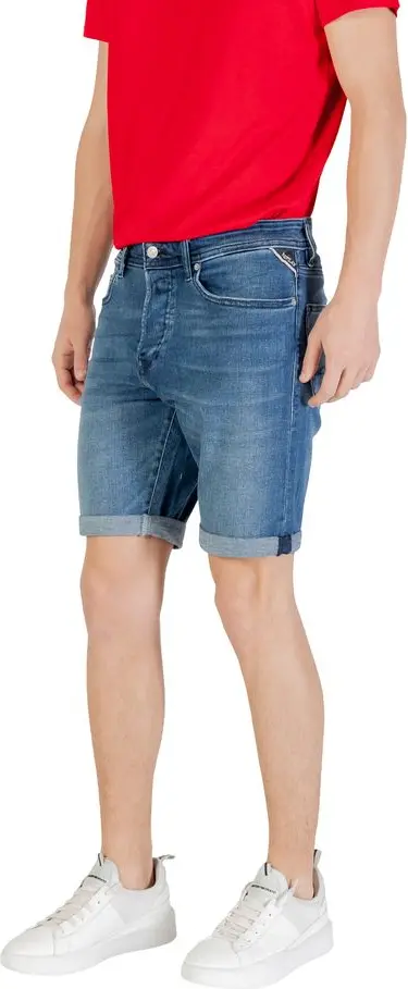 Blue Cotton Bermuda Shorts